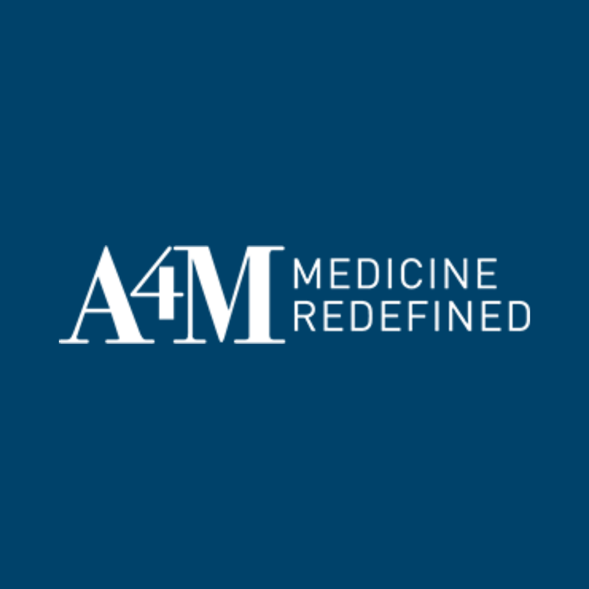 Logo with 'A4M' and 'Medicine Redefined' on a blue background
