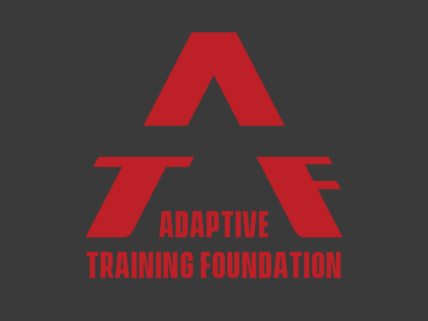 Red logo of Adaptive Training Foundation on a black background