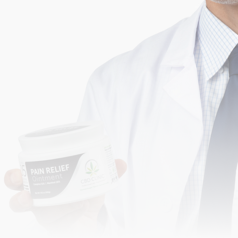 Close-up of a white shirt with a 'Pain Relief' label on a white background